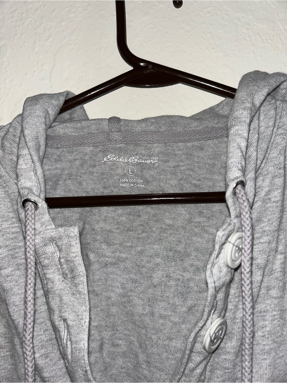 Eddie Bauer Light Gray Women's Crewneck Henley Pullover - Picture 3 of 4